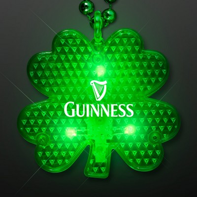 Flashing LED Shamrock Charm on Beads Necklace - PRINTED
